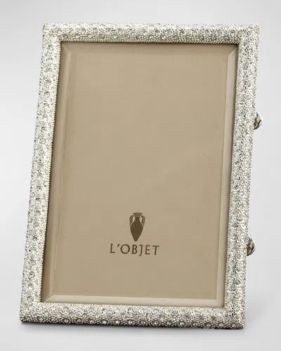 L'objet Pave Platinum-plated Frame, 4" X 6" In Platinum White