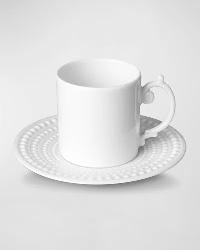 L'objet Perlee Espresso Cup And Saucer In White