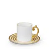 L'objet Perlee Gold Espresso Cup & Saucer In Gold/white
