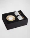 L'objet Perlee Golden 3-piece Espresso Cup & Saucer Set In White/gold