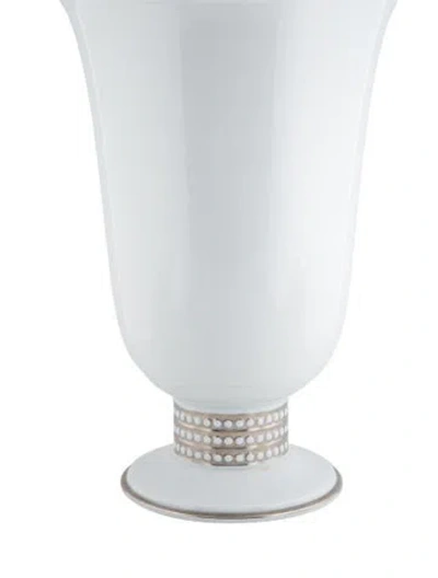 Pre-owned L'objet Perlée Porcelain & Platinum Large Vase In Metallic/white