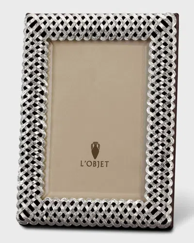 L'OBJET PLATINUM BRAID 4" X 6" PICTURE FRAME