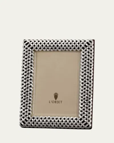 L'OBJET PLATINUM BRAID 4" X 6" PICTURE FRAME