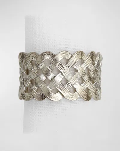 L'objet Platinum Braid Napkin Rings Jewels, Set Of 4 In Multi