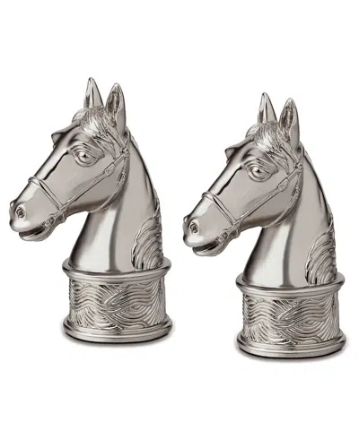 L'objet Platinum Plated Horse Salt & Pepper, Set Of 2 In Metallic