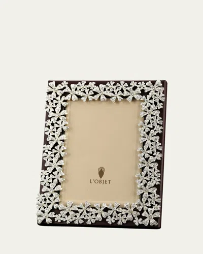L'OBJET PLATINUM-PLATED SWAROVSKI CRYSTAL GARLAND PICTURE FRAME, 4 X 6