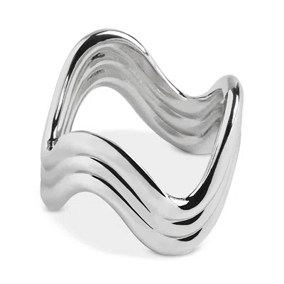 L'objet Platinum Tone Ripple Napkin Rings, Set Of 4
