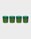 L'objet Prism 13 Oz. Double Old-fashioned Glasses, Set Of 4 In Green