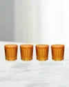 L'objet Prism 13 Oz. Double Old-fashioned Glasses, Set Of 4 In Amber/honey