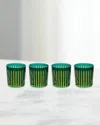 L'objet Prism 13 Oz. Double Old-fashioned Glasses, Set Of 4 In Emerald/chartreuse