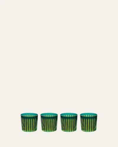 L'objet Prism 13 Oz. Double Old-fashioned Glasses, Set Of 4 In Green