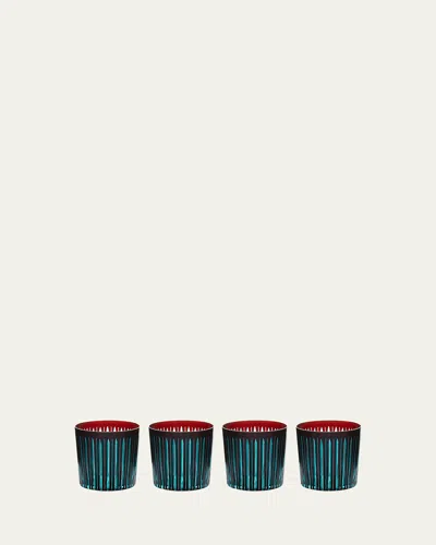 L'objet Prism 13 Oz. Double Old-fashioned Glasses, Set Of 4 In Blue