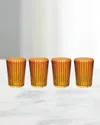 L'objet Prism 17 Oz. Highball Glasses, Set Of 4 In Amber/honey