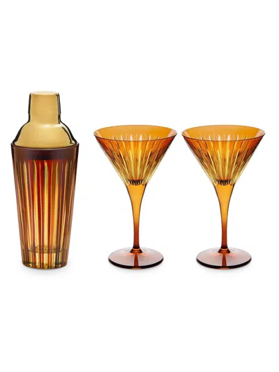 L'objet Prism 3-piece Glass Cocktail Set In Brown