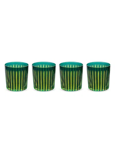 L'objet Prism 4-piece Double Old-fashioned Glass Set In Green Yellow
