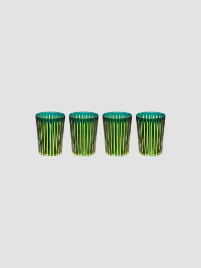 L'objet Prism 4-piece Highball Glass Set In Green Yellow