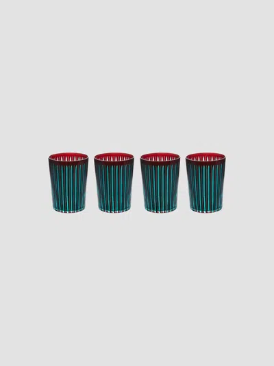 L'objet Prism 4-piece Highball Glass Set In Green