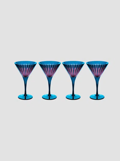 L'objet Prism 4-piece Martini Glass Set In Blue