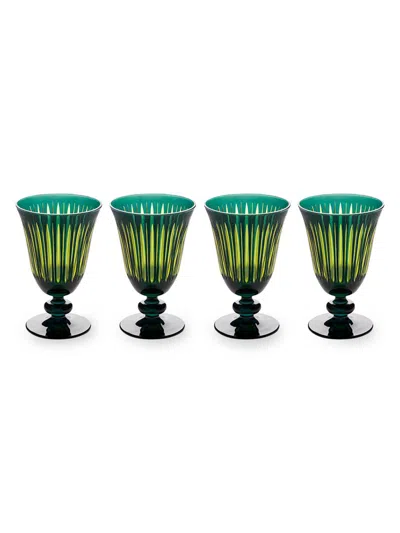 L'objet Prism 4-piece Wine Glass Set In Green