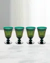 L'objet Prism 9 Oz. Wine Glasses, Set Of 4 In Emerald/chartreuse