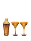 L'objet Prism Cocktail Shaker & Martini Glass Set In Yellow