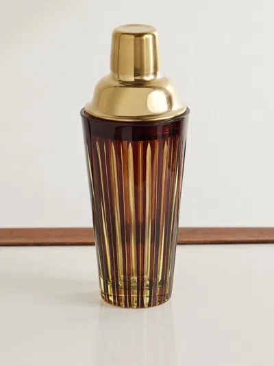 L'objet Prism Glass And Gold-tone Cocktail Shaker In Brown