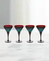 L'objet Prism Martini Glasses (set Of Four) In Bordeaux/topaz