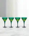 L'objet Prism Martini Glasses, Set Of 4 In Emerald/chartreuse