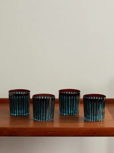 L'objet Prism Set Of Four Double Old Fashioned Glasses In Blue