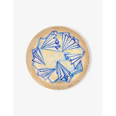 L'objet Ruan Hoffmann Collection Large Earthenware Bowl 45cm White Blue And Gold