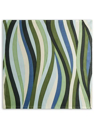 L'objet Sateen Waves Linen Napkins In Green