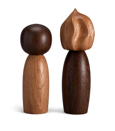 L'objet Set Of 2 Oak Picanto Salt And Pepper Mills In Brown