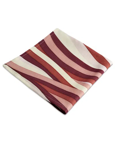 L'objet Set Of 4 Linen Sateen Waves Napkins In Multi