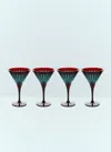L'objet Set Of Four Prism Martini Glasses In Burgundy