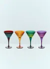 L'objet Prism Martini Glasses Set Of Four Multi In Multicolour