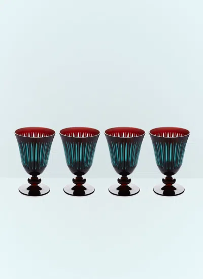 L'OBJET SET OF FOUR PRISM WINE GLASSES