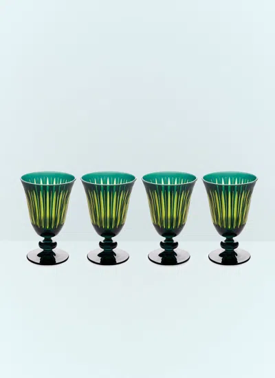 L'OBJET SET OF FOUR PRISM WINE GLASSES