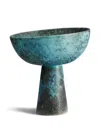 L'objet 8" Bronze Terra Bowl On Stand In Blue