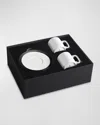 L'objet Soie Tressee Black 3-piece Espresso Cup & Saucer Set In White/black
