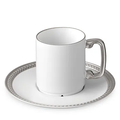 L'OBJET L'OBJET SOIE TRESSE PLATINUM ESPRESSO CUP AND SAUCER