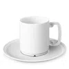 L'objet Soie Tressée Espresso Cup & Saucer Set In White