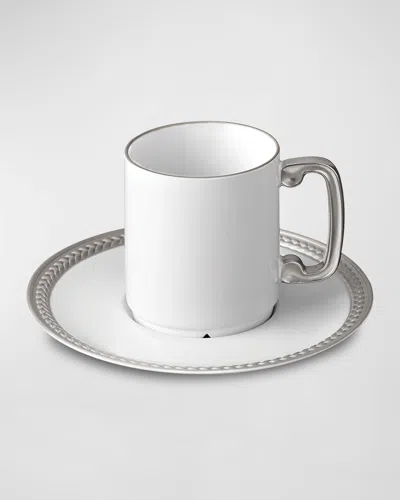 L'OBJET SOIE TRESSEE PLATINUM-PLATED ESPRESSO CUP & SAUCER