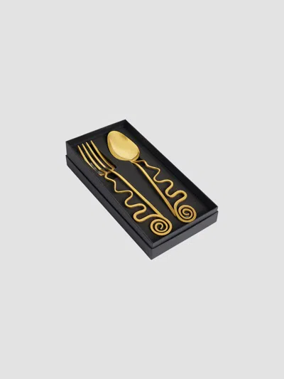L'objet Spirale 2-piece 24k-gold-plated Serving Set