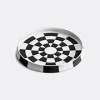 L'objet White Damier Porcelain Platter In Black And White