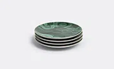 L'objet Set Of Four Malachite Canape Plates In Green, Gold