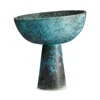 L'objet 8" Bronze Terra Bowl On Stand In Blue