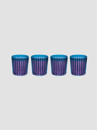 L'objet The Prism 4-piece Double Old-fashioned Glasses In Blue