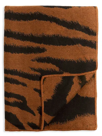 L'objet Tiger Print Alpaca Throw In Brown