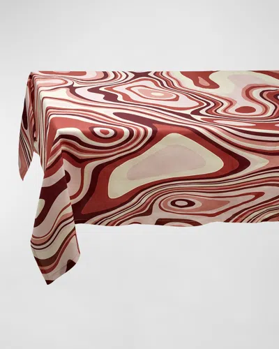L'objet Waves Linen Sateen Tablecloth, 70" X 126" In Multi