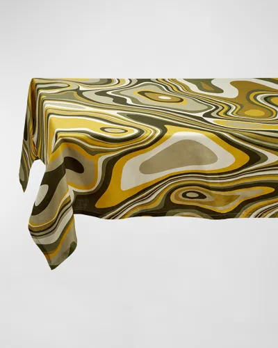 L'objet Waves Linen Sateen Tablecloth, 70" X 126" In Multi